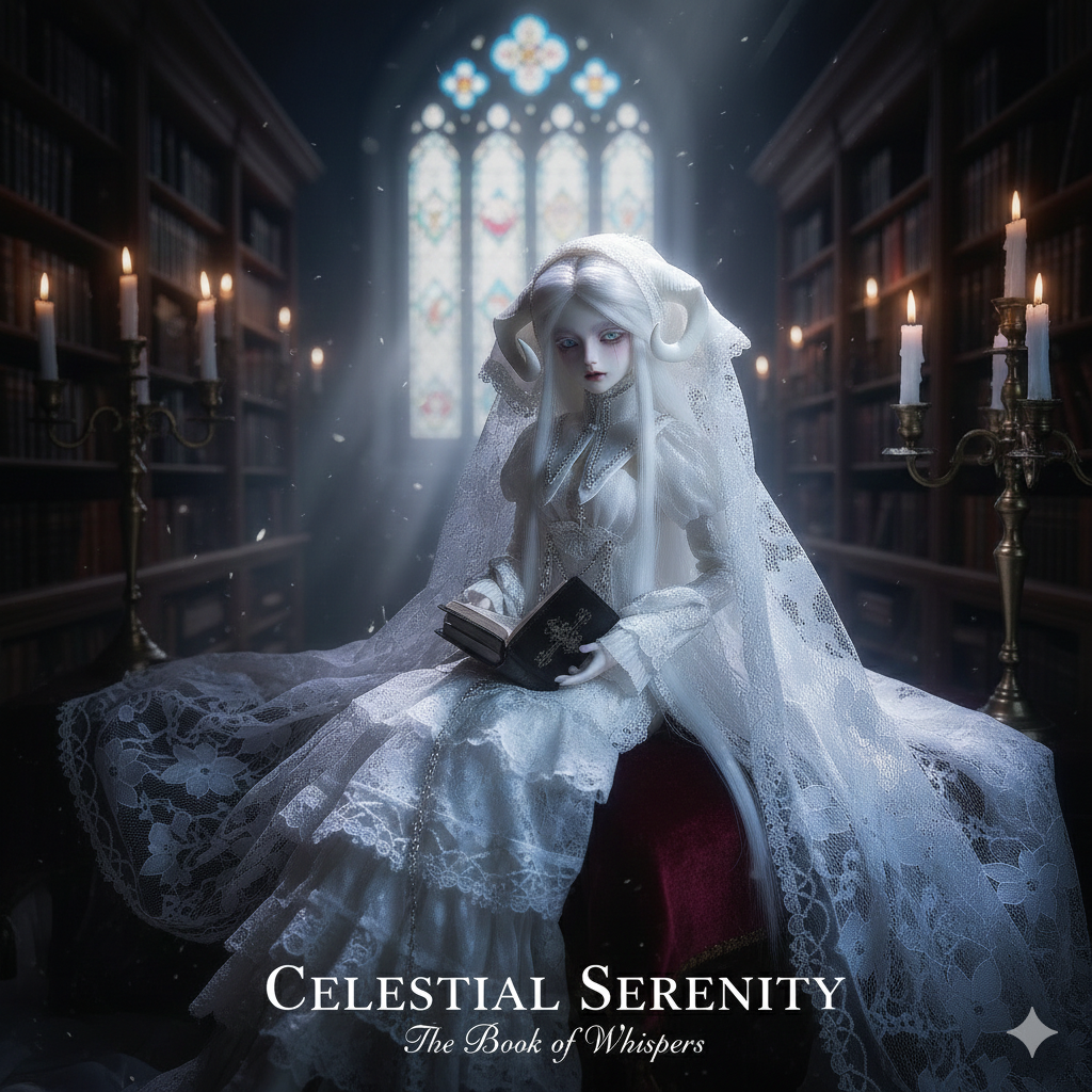 Sylvi 1/4 BJD Art Doll: The Veiled Oracle Series - Gothic Goat Horn Nun Godmother Full Set - Exquisite Shuga Fairy Original Anime Collectible