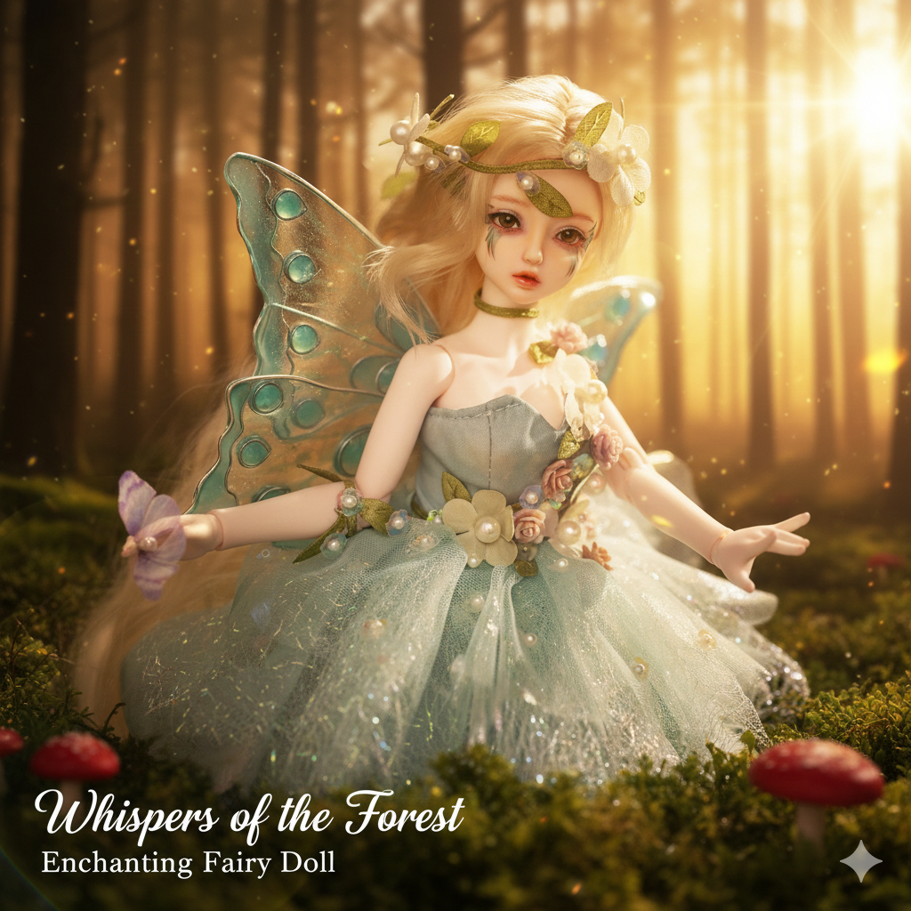 1/6 BJD Fantasy Fairy Doll Full Set - Forest Sprite "Enchanted Woodland" Series - 27cm Resin Ball Jointed Doll with Wings & Firefly Outfit