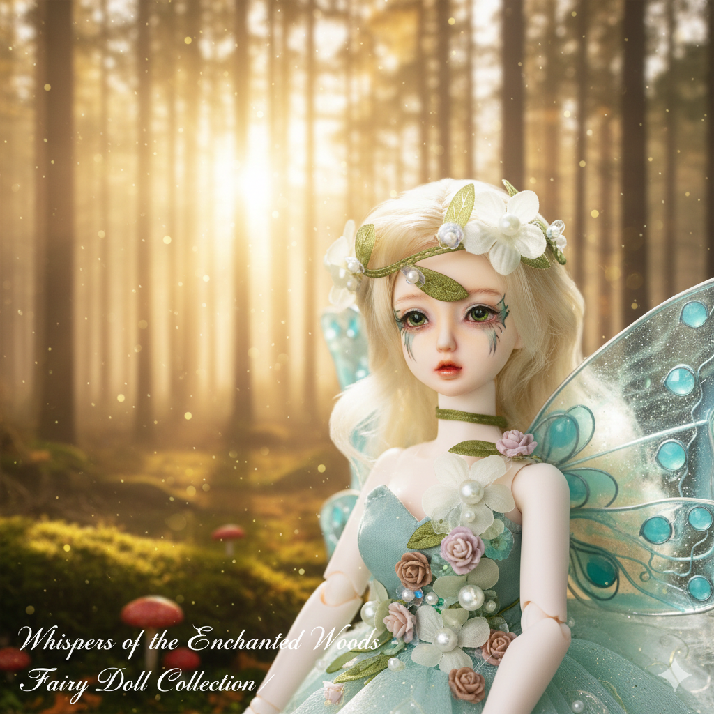 1/6 BJD Fantasy Fairy Doll Full Set - Forest Sprite "Enchanted Woodland" Series - 27cm Resin Ball Jointed Doll with Wings & Firefly Outfit