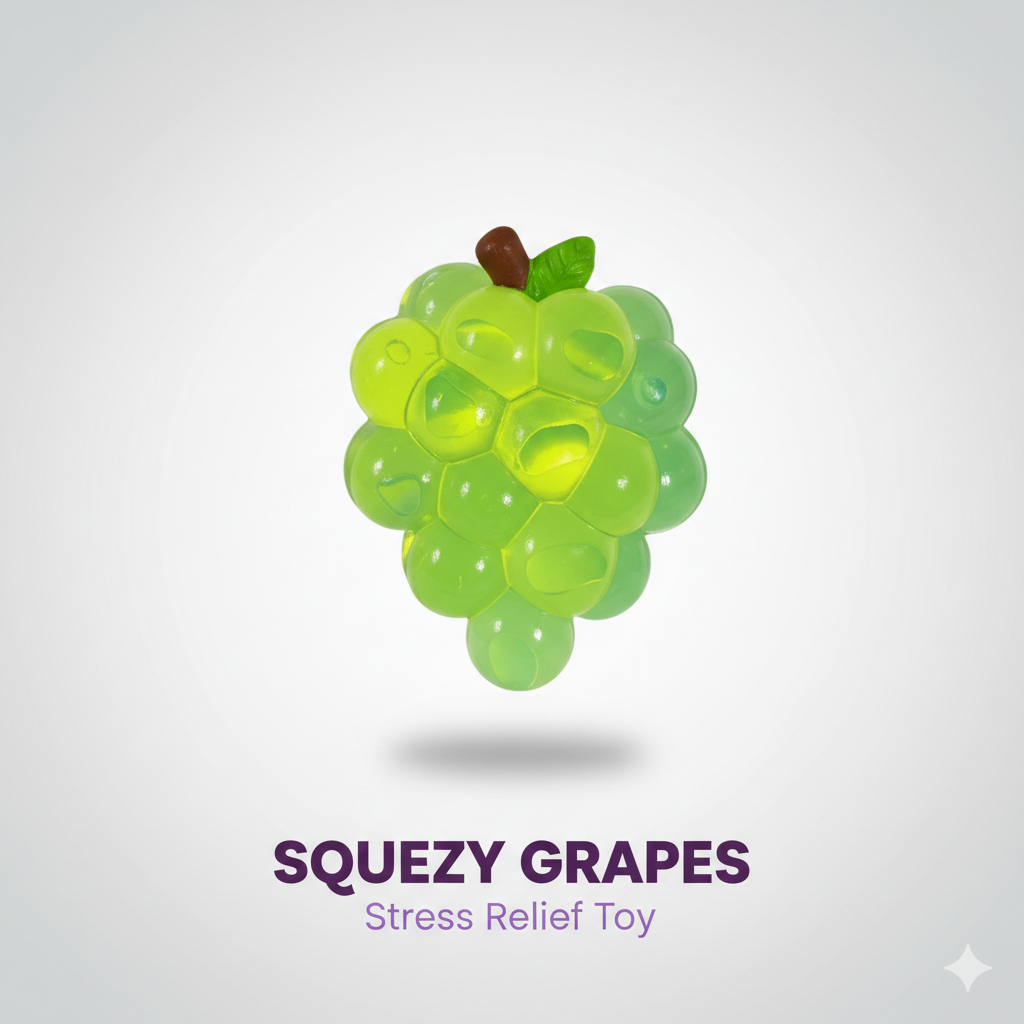 Grape Squishy Fidget Toy – Slow Rising Stress Relief Hand Toy for Anxiety, Kids & Adults