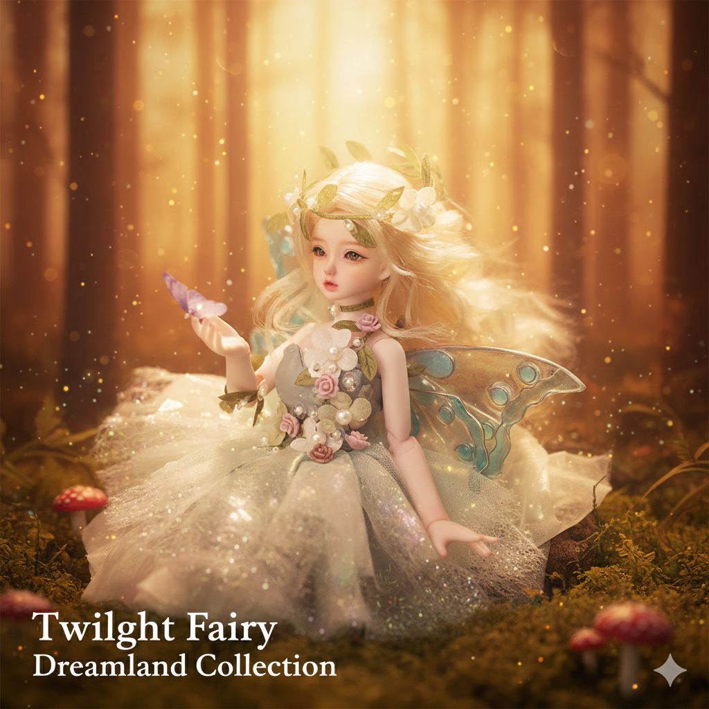 1/6 BJD Fantasy Fairy Doll Full Set - Forest Sprite "Enchanted Woodland" Series - 27cm Resin Ball Jointed Doll with Wings & Firefly Outfit
