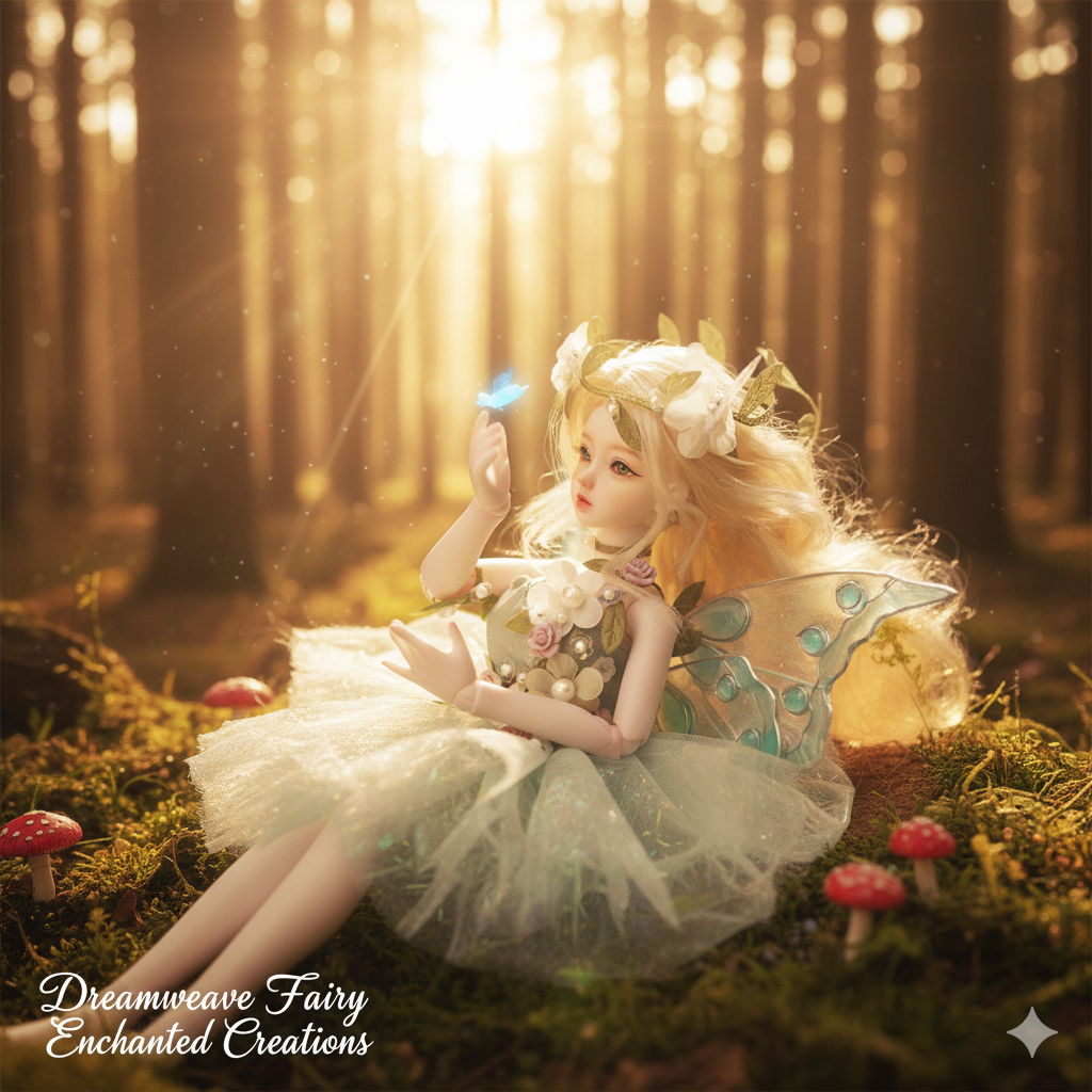 1/6 BJD Fantasy Fairy Doll Full Set - Forest Sprite "Enchanted Woodland" Series - 27cm Resin Ball Jointed Doll with Wings & Firefly Outfit
