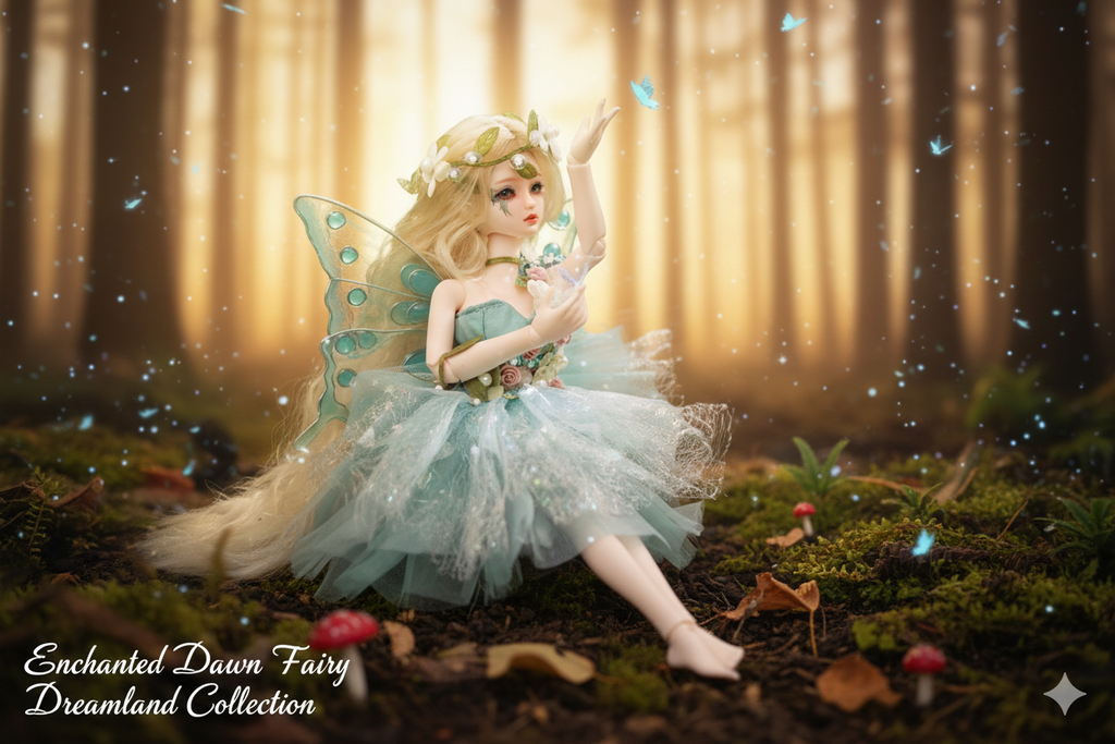 1/6 BJD Fantasy Fairy Doll Full Set - Forest Sprite "Enchanted Woodland" Series - 27cm Resin Ball Jointed Doll with Wings & Firefly Outfit